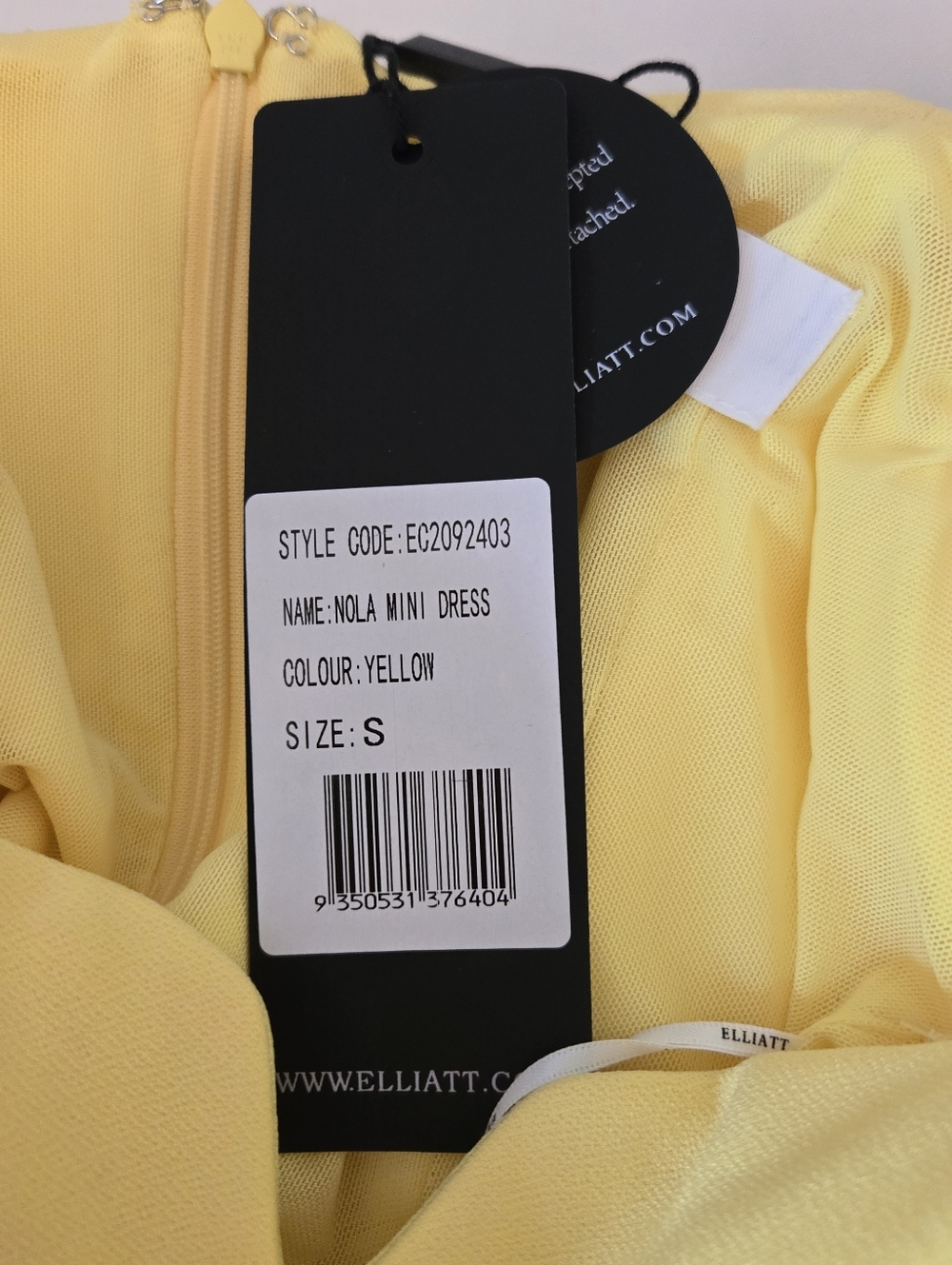 Elliatt Bright Yellow Off-the-Shoulder Mini Dress with Floral Sleeve Detail - Picture 9 of 9